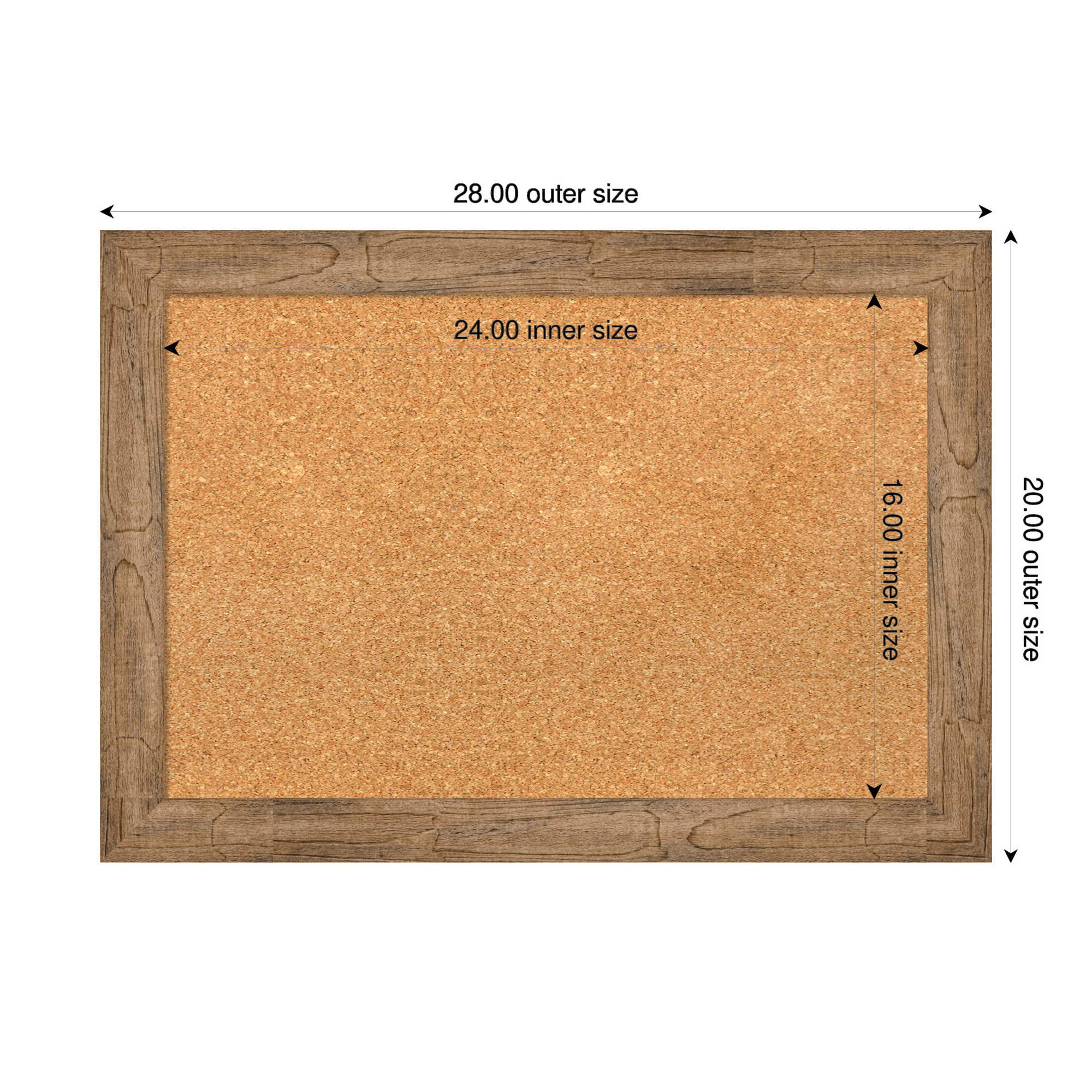 Amanti Art Natural Cork Board Wood Framed Owl Brown Narrow Bulletin Board 28 in. x 20 in.