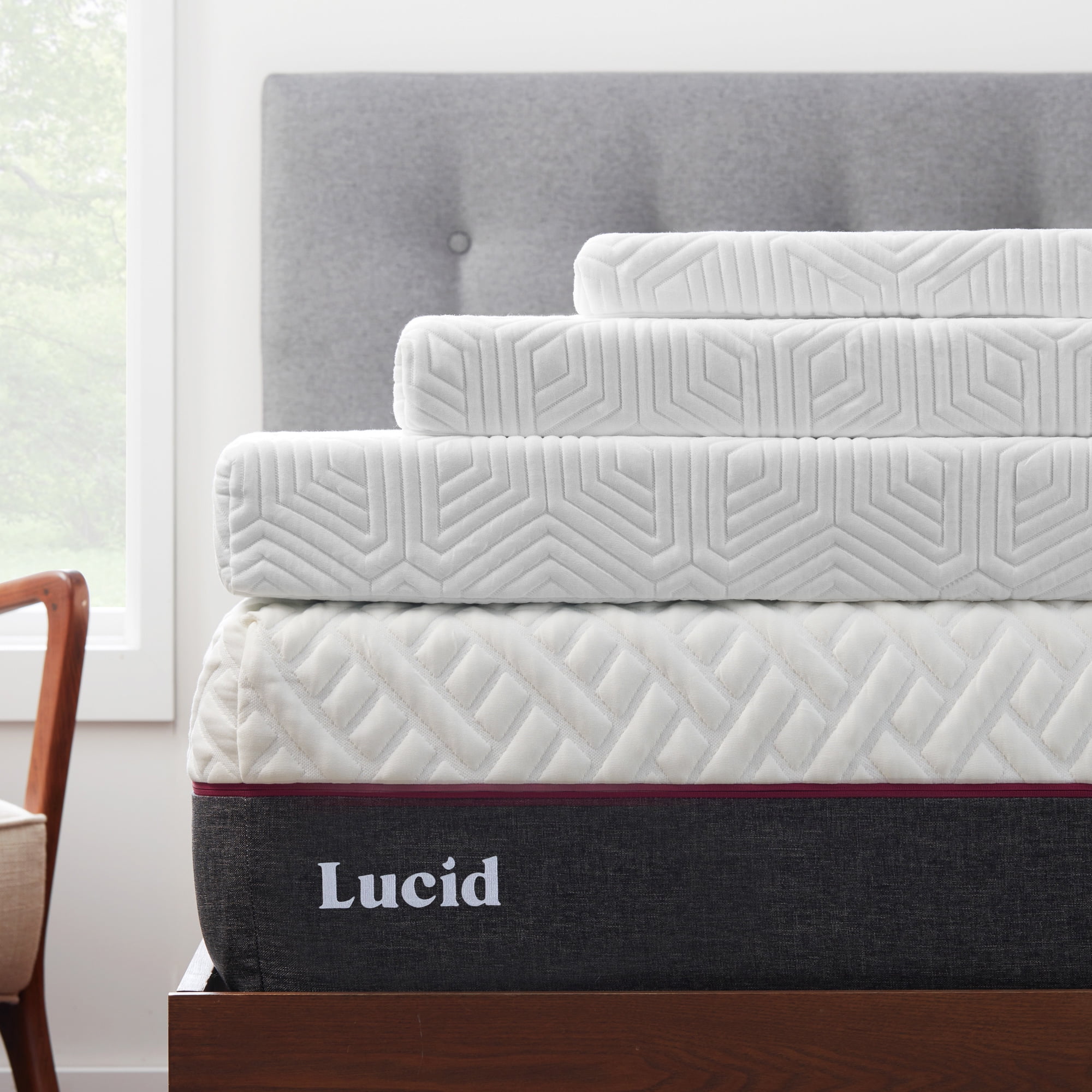 LUCID 2 Inch Traditional Foam Mattress Topper 3 Year  Assorted Sizes 