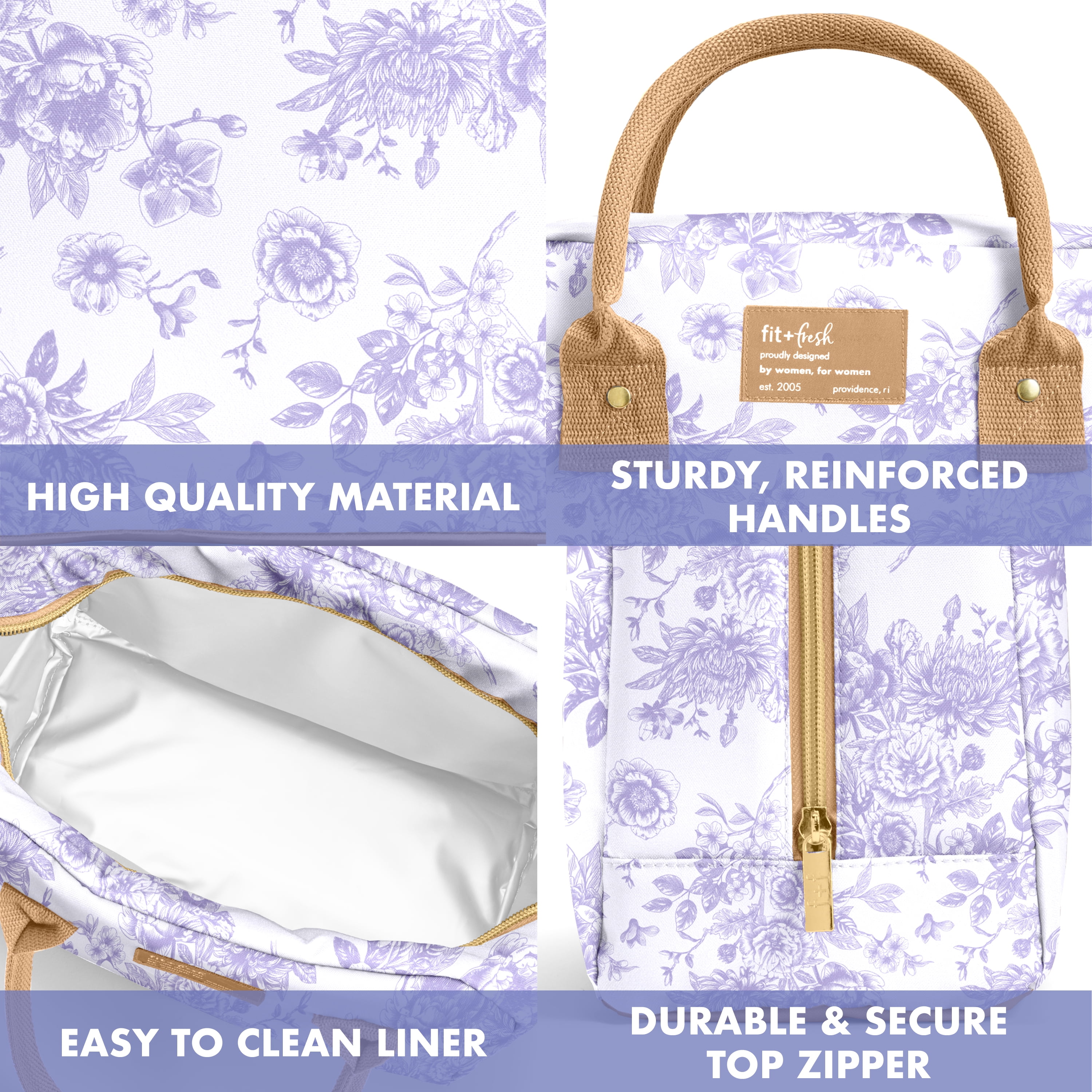 Fit & Fresh 7039CX3707 Bloomington Lunch Bag Kit - Lavendar Floral Toile