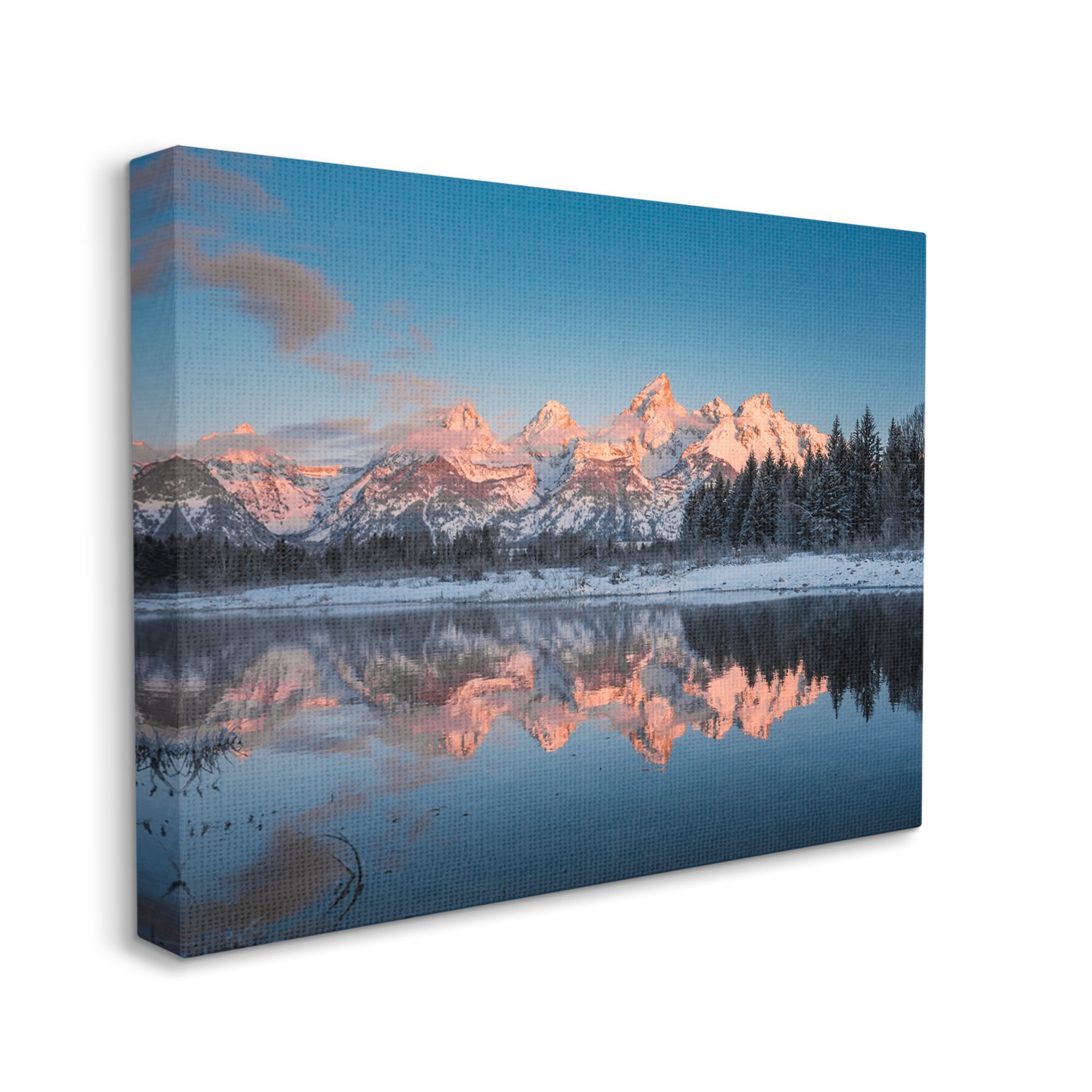 Stupell Industries Winter Mountains Reflection Landscape Photography Gallery Wrapped Canvas Art Print Wall Art, 30 x 24