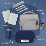 Bentgo Modern - Adult & Teen Bento Lunch Box; 3-4 Compartments, Leak-Resistant, 5.5 Cup Capacity/44 fl oz, Improved Locking Clips, Reusable, BPA-Free, Dishwasher/Microwave Safe Tray (Navy)