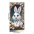 thumbnail image 3 of AZXY 35x71 Inch Easter Bunny Door Cover, White Bunny with Blue Bow in Stone Arch Door Banner, Spring Indoor Outdoor Porch Wall Hanging Decor for Easter Party, 3 of 6