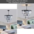 thumbnail image 3 of 20" 3-Tier Crystal Chandelier, 7-Light Black Frame Pendant Light for Living Room Dining Room Bedroom Ceiling, Elegant Modern Lighting, 3 of 7