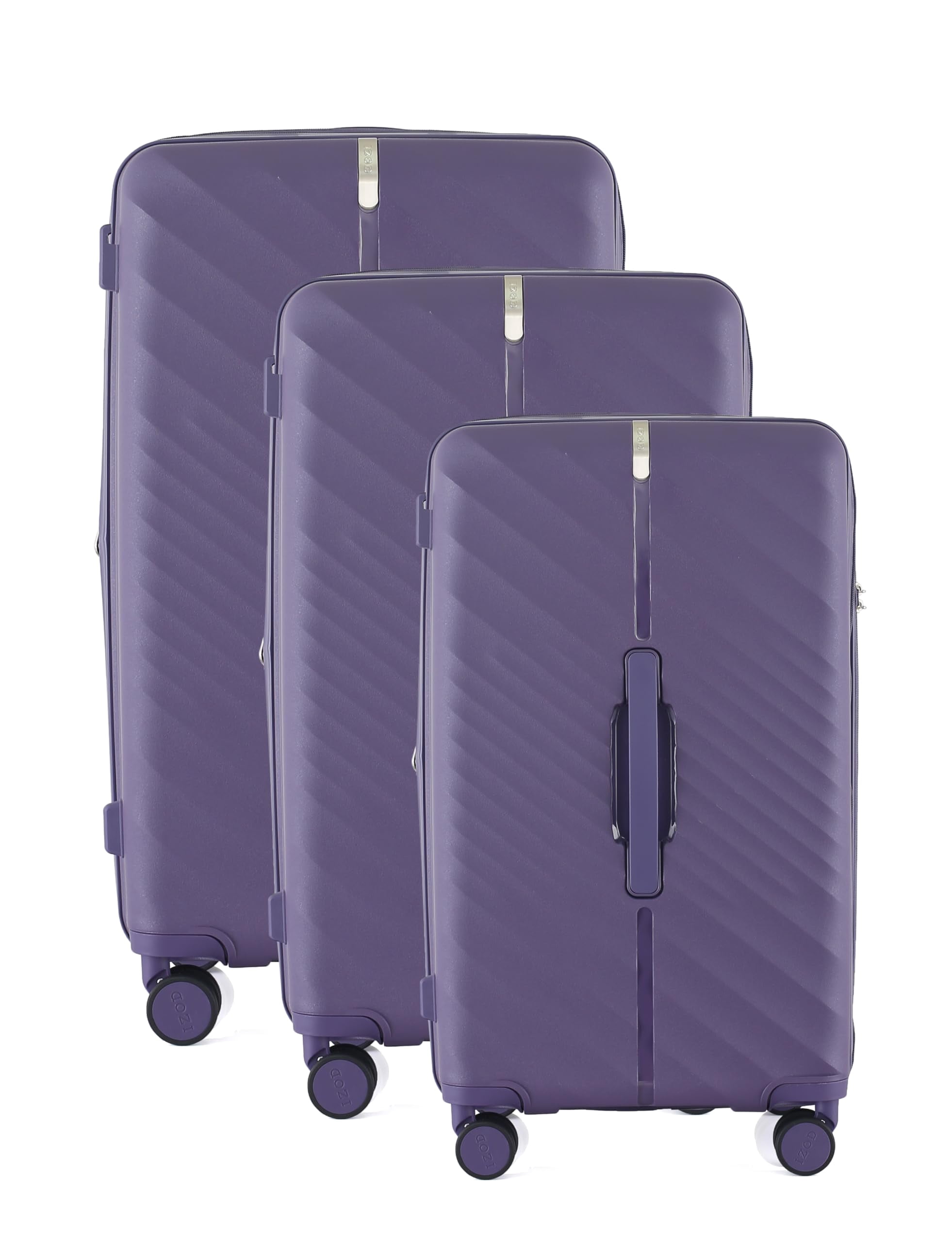 IZOD Gail Polycarbonate Luggage Set - 360-Degree Dual Spinning Wheels - Water-Resistant Nylon Zippers - Mounted Combination Lock - Combo Lock 28", 24", 20" - 3 Piece Luggage Set (Plum)