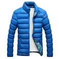 thumbnail image 2 of Plus Size Men Solid Color Zip Stand Collar Long Sleeve Jacket Cotton Padded Coat, 2 of 8