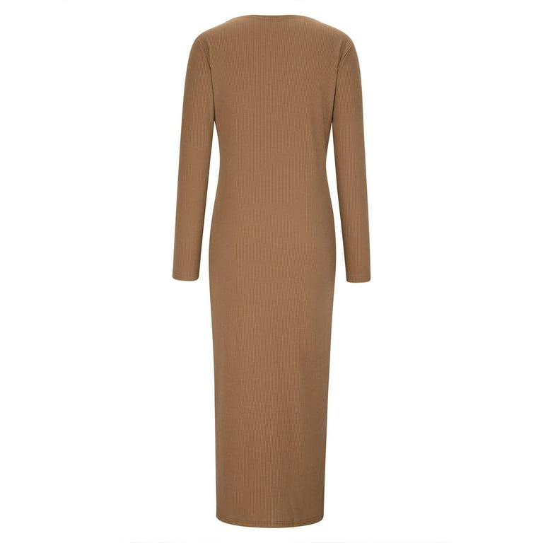 Women's Button Down Sweater Dress Sexy V Neck Long Sleeve Knit Cardigan  Solid Color Slim Fit Fall Long Dresses - Walmart.com