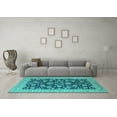 thumbnail image 3 of Ahgly Company Indoor Round Oriental Turquoise Blue Industrial Area Rugs, 7' Round, 3 of 4