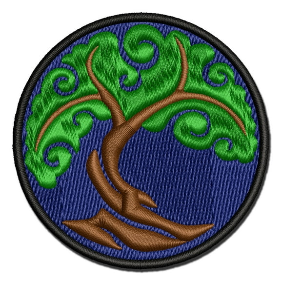 Abstract Tree of Life Applique Multi-Color Embroidered Iron-On Patch - 2.5 Inch Small