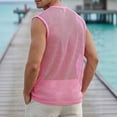 thumbnail image 5 of Fengqque Men's Fishnet Sheer Mesh See Through Round Neck Sleeveless Party Club Tank Top with Pocket Pink XL(XL), 5 of 6