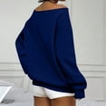 thumbnail image 4 of Womens Off Shoulder Sweatshirt Long Sleeve Basic Pullover Tops with Pocket 2026 Fall Fashion Oversized Sweatshirts Blue 2XL, 4 of 7