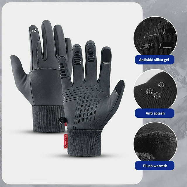 Winter Warm Riding Gloves, Non-Slip Sports Design, Fleece Lining + Windproof Shell, Men Women Ski Riding, Outdoor Cold Weather Protection, Touchscreen Compatible, Velour Trim, Snowboard Akmoler