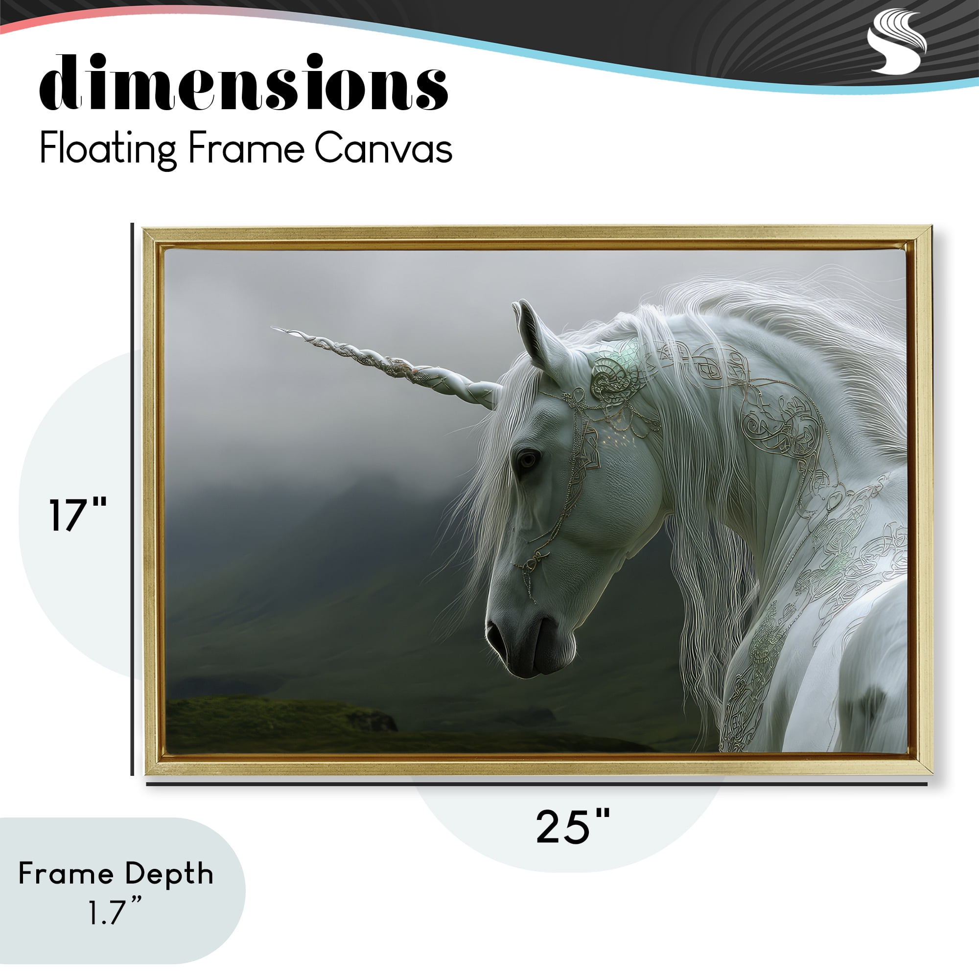 Stupell Industries Dreamy Celtic Unicorn Gold Framed Floater Canvas Wall Art, design by The Wands Want