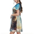 thumbnail image 2 of Honeii Blue Sky Winged Cat Print Women’s Short Sleeve Dress, Comfortable Casual Dress, Soft Polyester Spandex Blend, Stylish Everyday Wear for Summer, Perfect for Travel and Vacation, 2 of 6