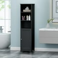 thumbnail image 4 of Modern Tall Slim Bathroom Storage Cabinet with Door and 3 Shelves, Freestanding Linen Closet for Small Bathrooms, 15" W x 15.75" D x 63" H, Black, 4 of 9