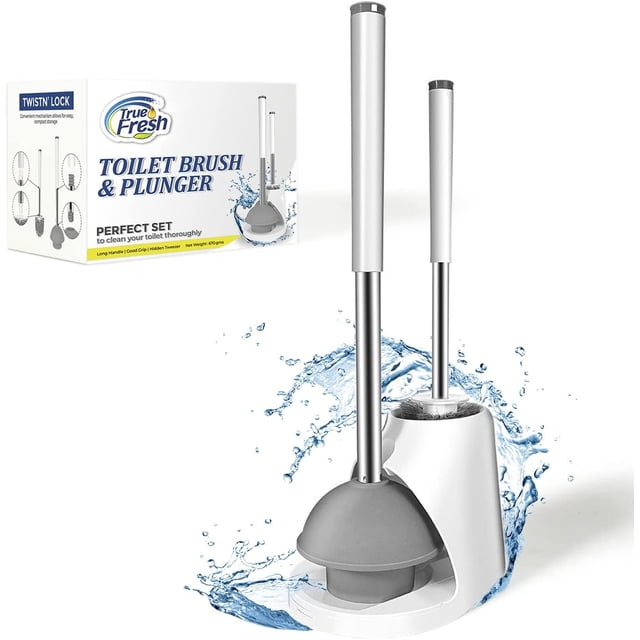 Juego de Escobilla y Desatascador de Inodoro True Fresh 2 en 1 Acero Inoxidable