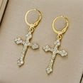 thumbnail image 3 of GKNET Rhinestone Zircon Cross Pendant Earrings For Women Korean Drop Dangle Earrin WY4-Gold-, 3 of 7