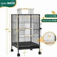 thumbnail image 2 of YYEAN Bird Cage 35'' H Wrought Iron Parrot Cage with Rolling Stand and Open-top, 2 of 7