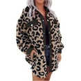 thumbnail image 2 of 2023 Winter Womens Fleece Jacket Sherpa Coat for Women Sexy Leopard Print Patchwork Button Shacket Jacket Winter Lightweight Soft Fluffy Plush Outerwear with Pocket Up to 65% off, 2 of 4