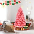 thumbnail image 5 of Costway 6.5ft Snow Flocked Hinged Artificial Christmas Tree w/ Metal Stand Pink, 5 of 10