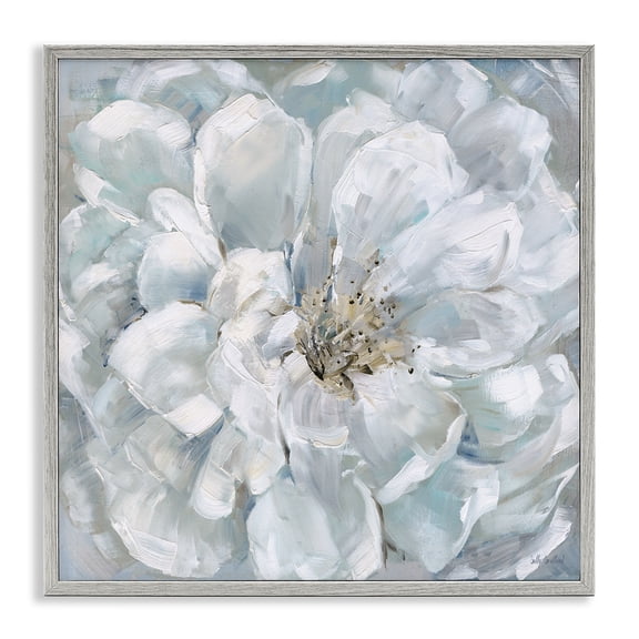 Stupell Industries Farmhouse White Painted Blossom Gray Framed Giclee Art, 24 x 24, by Sally Swatland