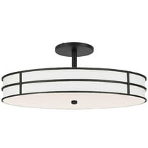 Dainolite 3 Light Semi-Flush in Matte Black w/ White Fabric Shade