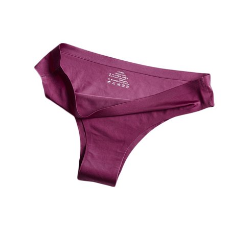 

Qcmgmg Plus Size Thong Underwear for Women Low Waisted Half Back Coverage Breathable Seamless Solid Panties Red 3XL
