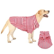 Queenmore Dog T-Shirt Dog Clothes ,Cozy Soft All polyester Fabric Stripe Shirts ,Cute Casual Lightweight Puppy Vest for Small Medium Large Dogs with Pocket,Red
