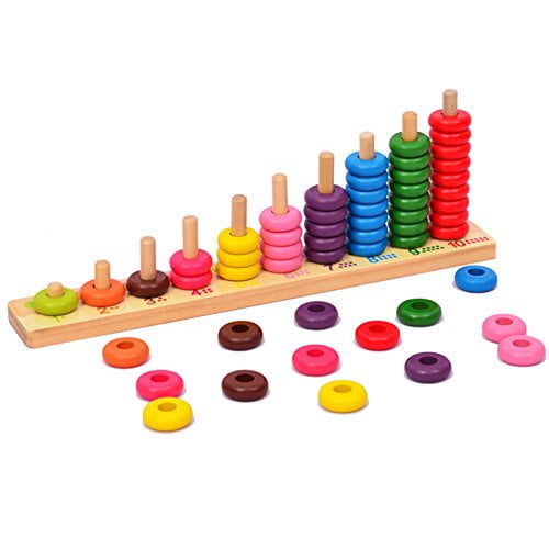 Wooden Counting Stacker Math Number Educational Toy for Kids Toddlers 