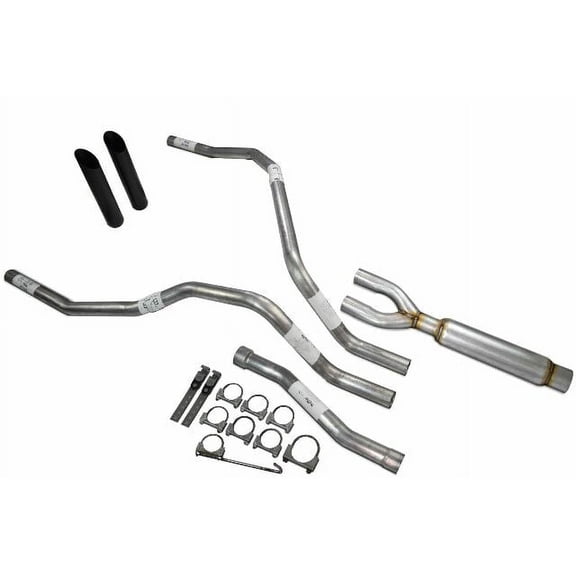 For Nissan Titan 04-06 Dual Exhaust 2.5" Glasspack Black Tip Rear Exit Mandrel B