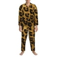 thumbnail image 4 of Mens Pajamas Set - Golden Leopard Glitter Comfy Long Sleeve Button Up Pajama Sets for Men 2 Piece, Soft Sleepwear Nightwear Pjs Lounge Sets for Men with Pockets, 4 of 5