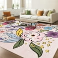 thumbnail image 3 of Ultrug Floral Area Rugs Boho Rugs Flower Print Carpet for Bedroom Living Room Office Nursery Home Decor,6'x9',Pink, 3 of 7