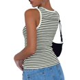 thumbnail image 3 of Tank Tops for Women Summer Striped Ribbed Knit Slim Fit Side Ruched | Wide Strap, Fashion Clothing, Sleeveless Shirts, XL, 3 of 3