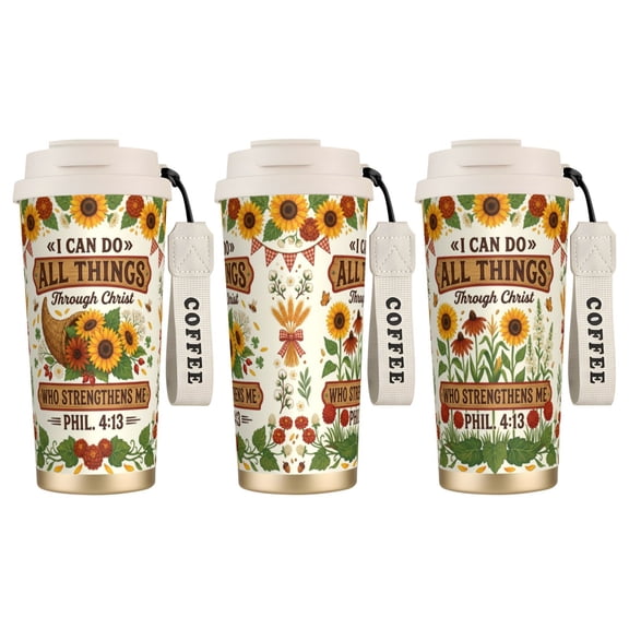 1pc Christianity Thermos, 18oz Double-Wall Travel Mug, Best Religious Gift for Women, Leak-proof