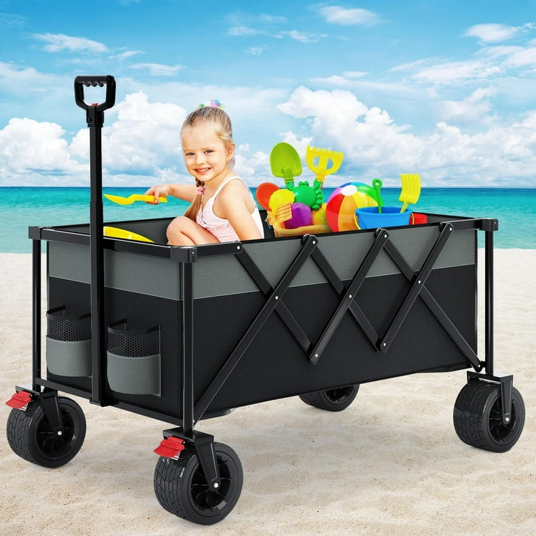 Free Shipping! SESSLIFE Folding Beach Wagon Cart, 350LBS Free Shipping! SESSLIFE Folding Beach Wagon Cart, 350LBS