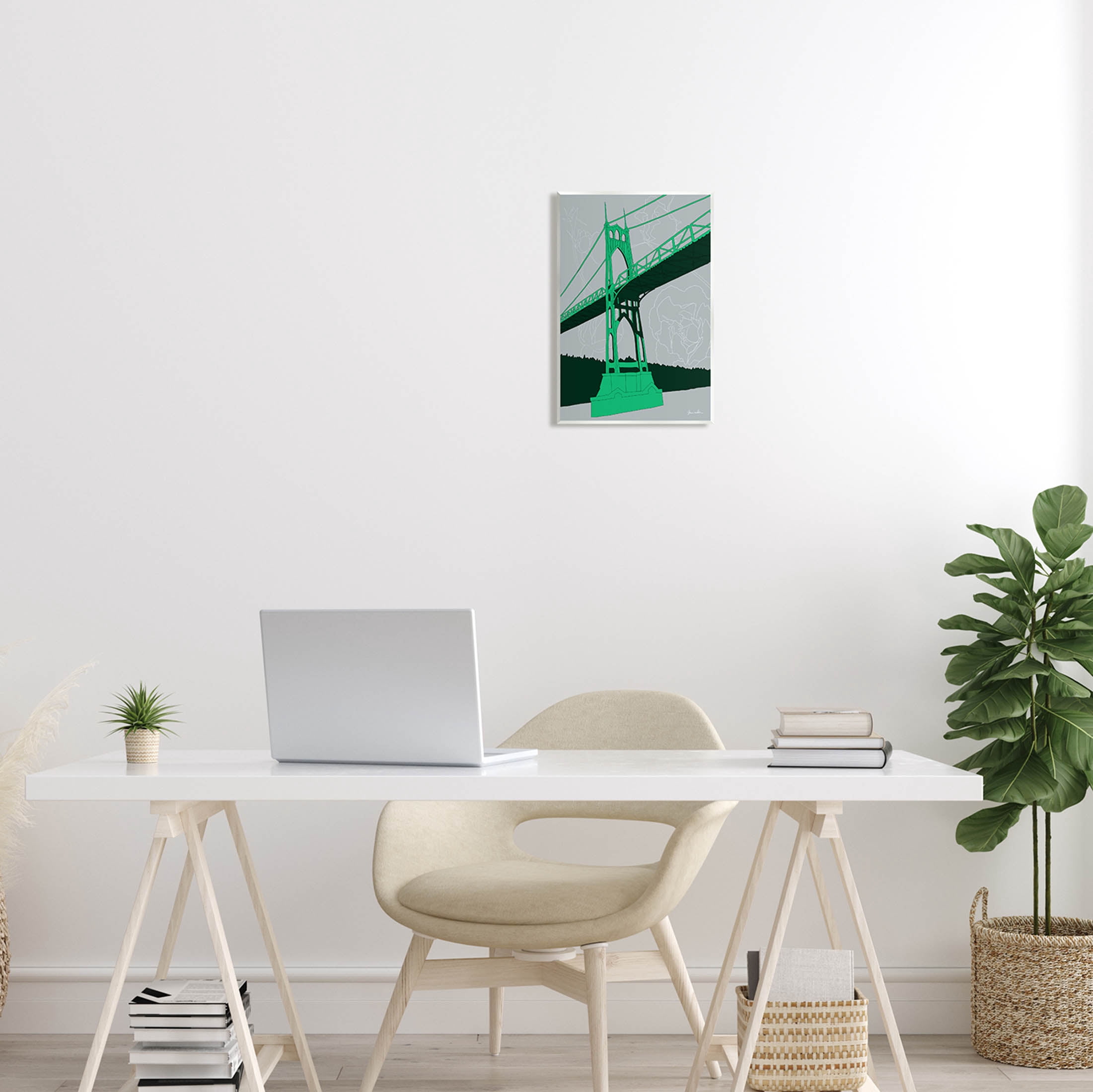 Stupell Industries Modern Floral Bridge Architecture Graphic Art Unframed Art Print Wall Art, Design by Shane Donahue