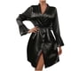 thumbnail image 2 of Karight Women's Satin Robes Ruffled Sleeve Silk Robe Short Kimono Bride Bathrobes Lace Trim Loungewear with Pockets, 2 of 8