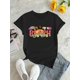 thumbnail image 3 of Women's Casual Summer Tee - Watermelon Beach Graphic, Crew Neck Short Sleeve, Stretchy Polyester Blend, Machine Washable, 3 of 8