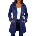 thumbnail image 4 of jtjvou Womens Double Breasted Trench Coats Mid-Length Belted Overcoat Windproof Hooded Jacket Classic Lapel Coat Fall Jackets Blue XXL, 4 of 8