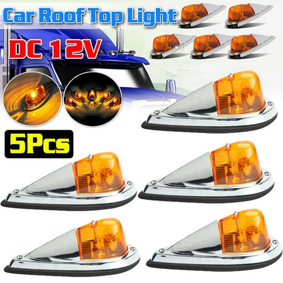Teardrop Roof Light Semi Trailer truck Clearance Amber Cab Marker 5x
