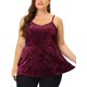 thumbnail image 2 of Women's Plus Size Cami Blouses Adjustable Strap Velvet Peplum Top Burgundy 3X, 2 of 5