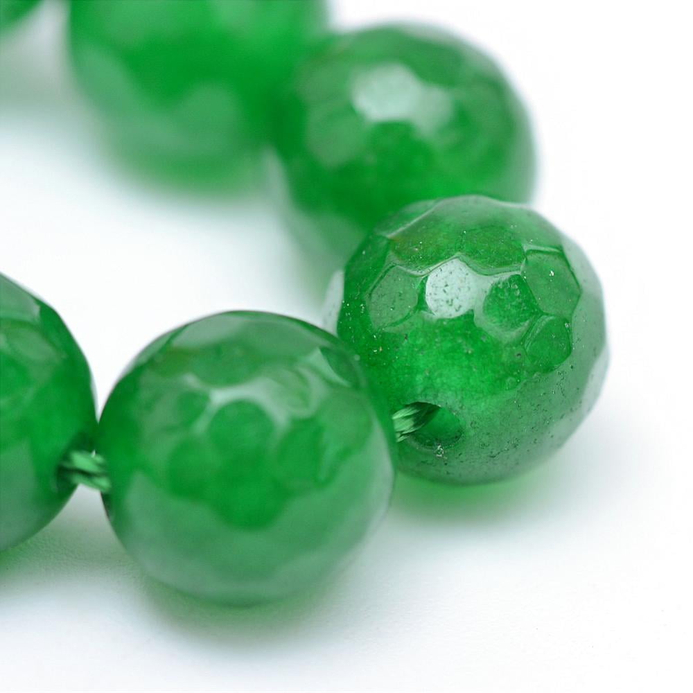 Natural White Jade Bead Strands Dyed Faceted Round Green 8~9mm Hole: 1mm about 46pcs/strand 14.76~14.96 inch(37.5~38cm)