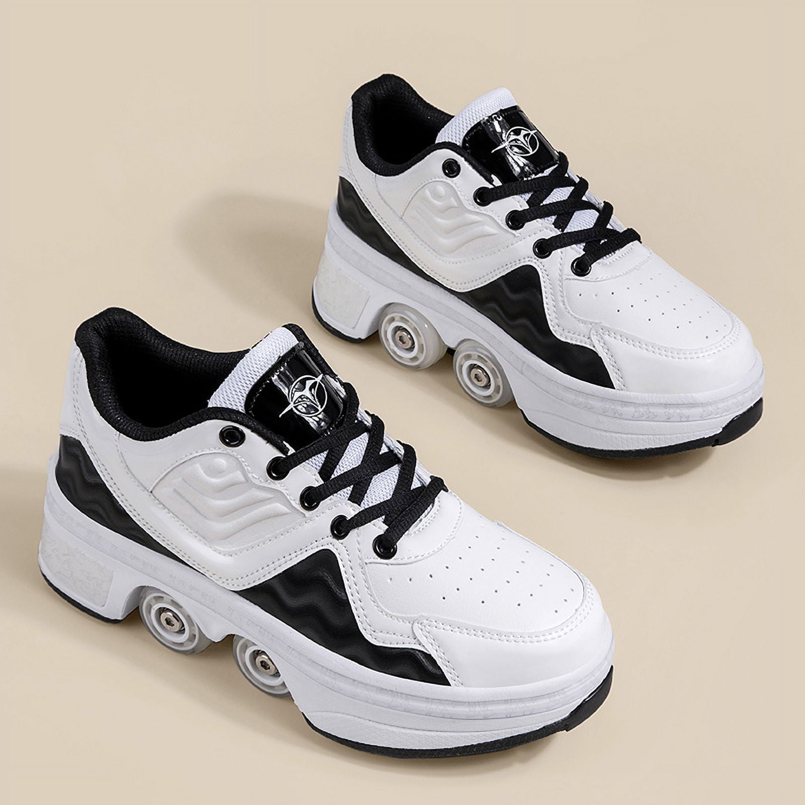Roller Skates for Women Men, Shoes with Wheels for Girls, Kick Rollers Shoes Retractable for Boys, Adult Parkour Quad Roller Shoes, Inline Skates Children's Outdoor Skates