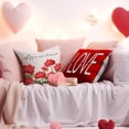 thumbnail image 2 of Valentines Day Pillow Covers 18x18 Set of 4 for Valentines Day Decor Geranium Floral Love XOXO Valentine Throw Pillows Covers Decorative Cushion Cases Sofa Couch Valentine Decorations, 2 of 6
