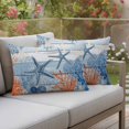 thumbnail image 5 of Summer Ocean Outdoor Pillow Covers Pack of 2 Nautical Sea Orange Blue Starfish Corals Blue Wood Grain Waterproof Throw Pillow Covers Decorative Cushion Cases for Patio Garden Tent Balcony 20x12 inch, 5 of 9