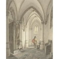 thumbnail image 2 of Georg Gillis van Haanen 15x18 Gold Ornate Wood Frame and Double Matted Museum Art Print Titled - Church Interior with Man Who Gives Beggar a Alms (1817 - 1879), 2 of 4