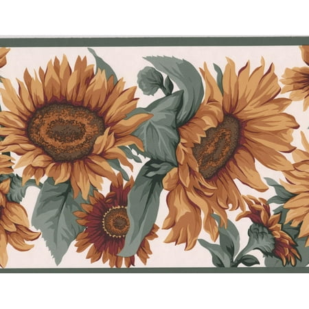 Yellow Sunflowers Floral Modern Wallpaper Border Nature Design, Roll 15' x (Best Modern Floral Wallpaper Designs)