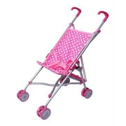 Precious Toys Pink and White Polka Dots Umbrella Baby Doll Stroller