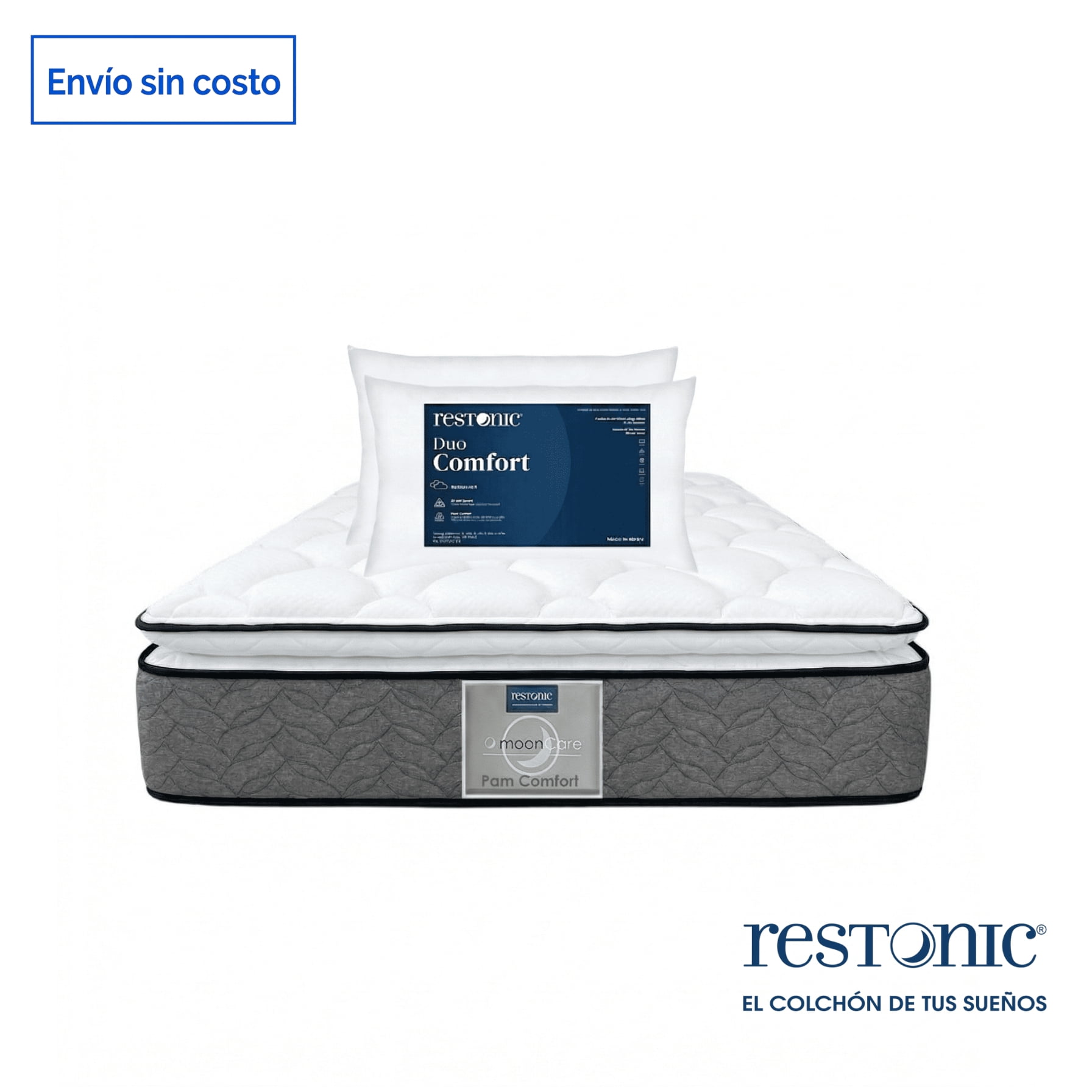 Colchón Matrimonial  Restonic Pam Ultra Confort   + 2 Almohadas