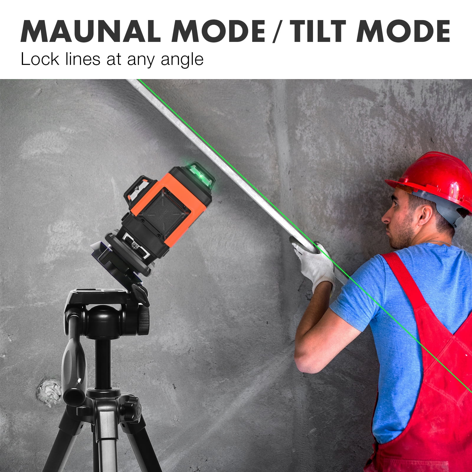 16 Line 4D Green Laser Level, 4x360° Self Leveling Laser Tool for Construction, Tiling & Ceiling, Rechargeable, Magnetic Bracket Included – K4-360G