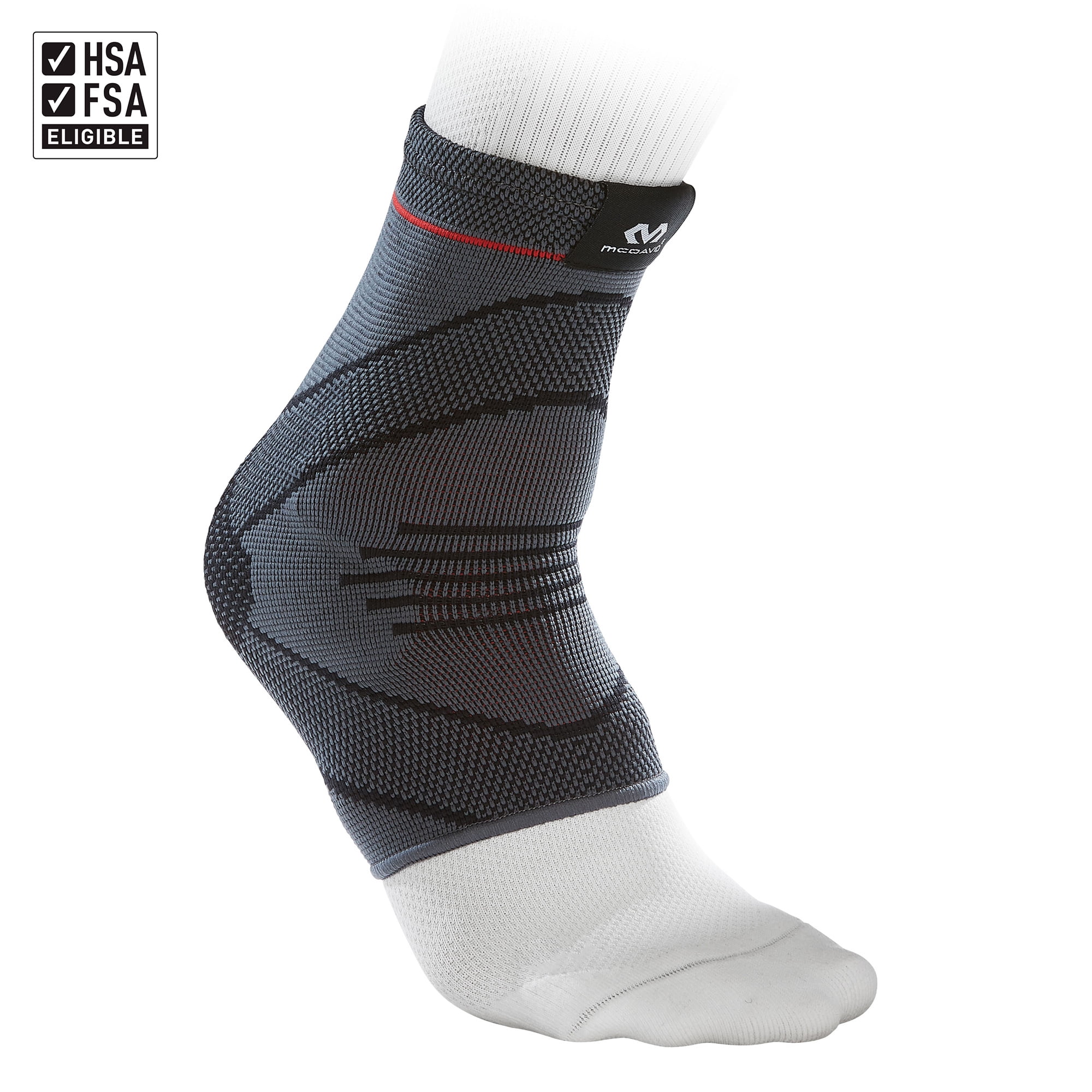 McDavid Ankle Compression Knit Sleeve With Gel Butresses, Gray, Adult Small/Medium